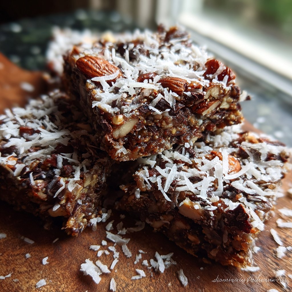 Chocolate Almond Coconut Energy Squares