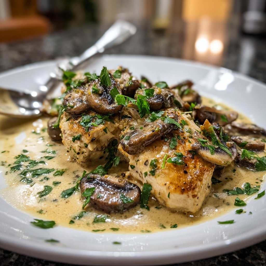 Creamy Garlic Chicken With Mushrooms