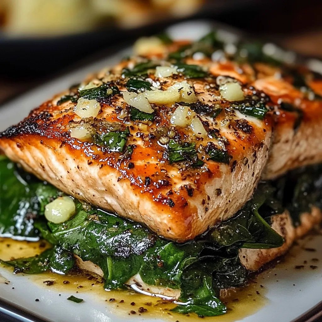 Blackened Salmon Stuffed with Spinach & Parmesan