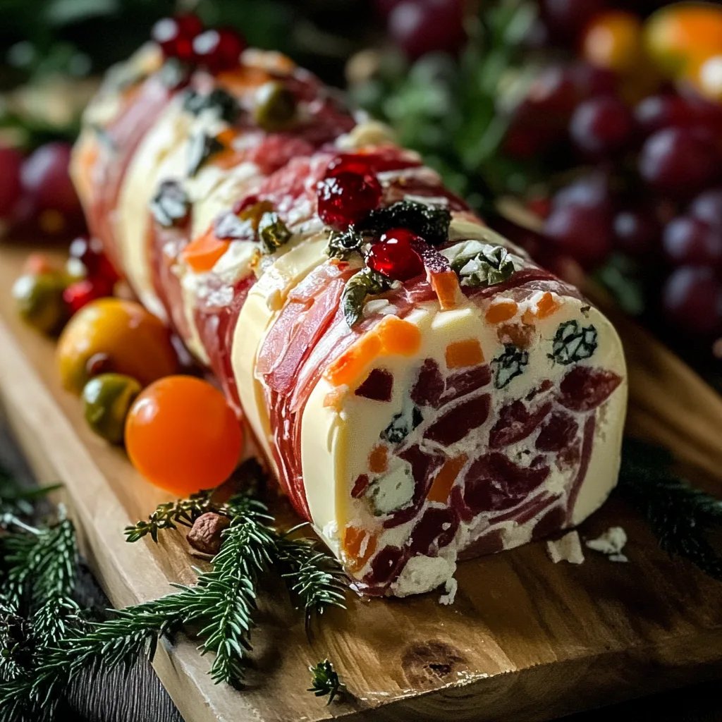 Festive Holiday Antipasto Cream Cheese Log