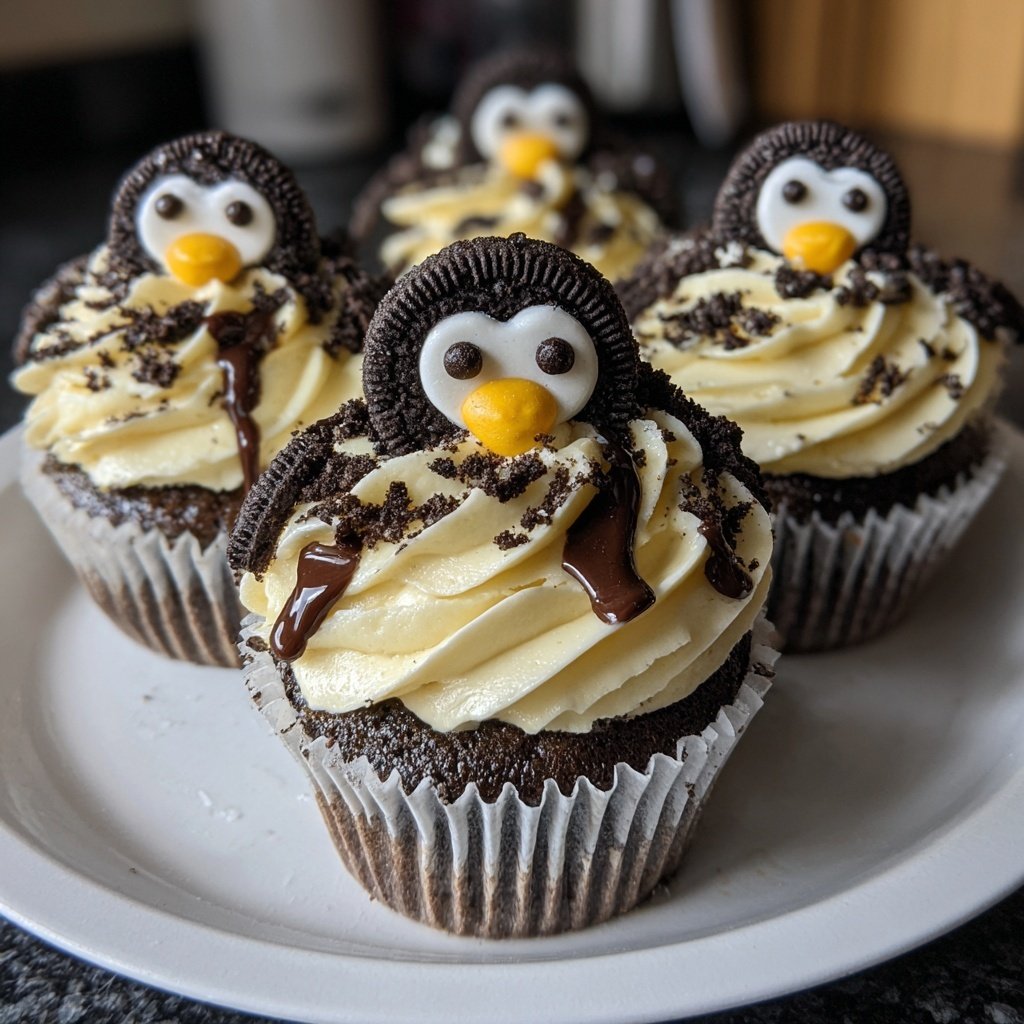 Penguin Cupcakes made with Oreos