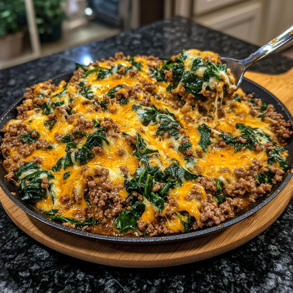 Ground Beef Skillet with Spinach