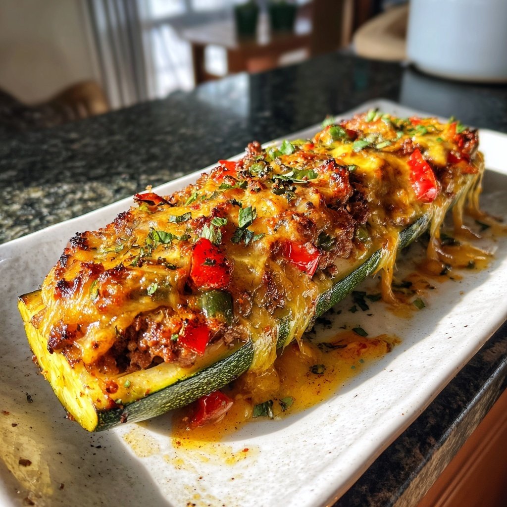 Beef And Veggie Stuffed Zucchini
