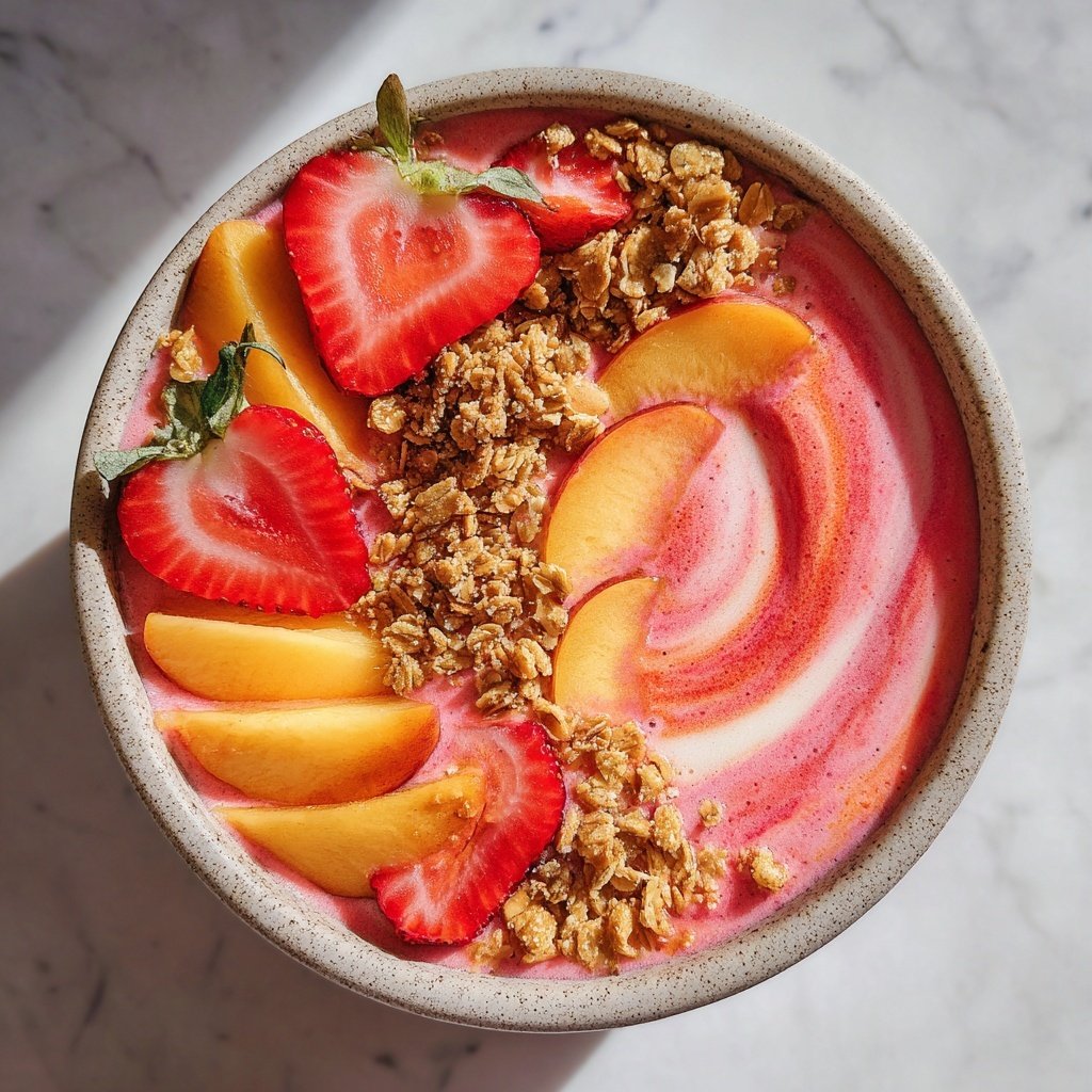 Strawberry Peach Smoothie Bowl