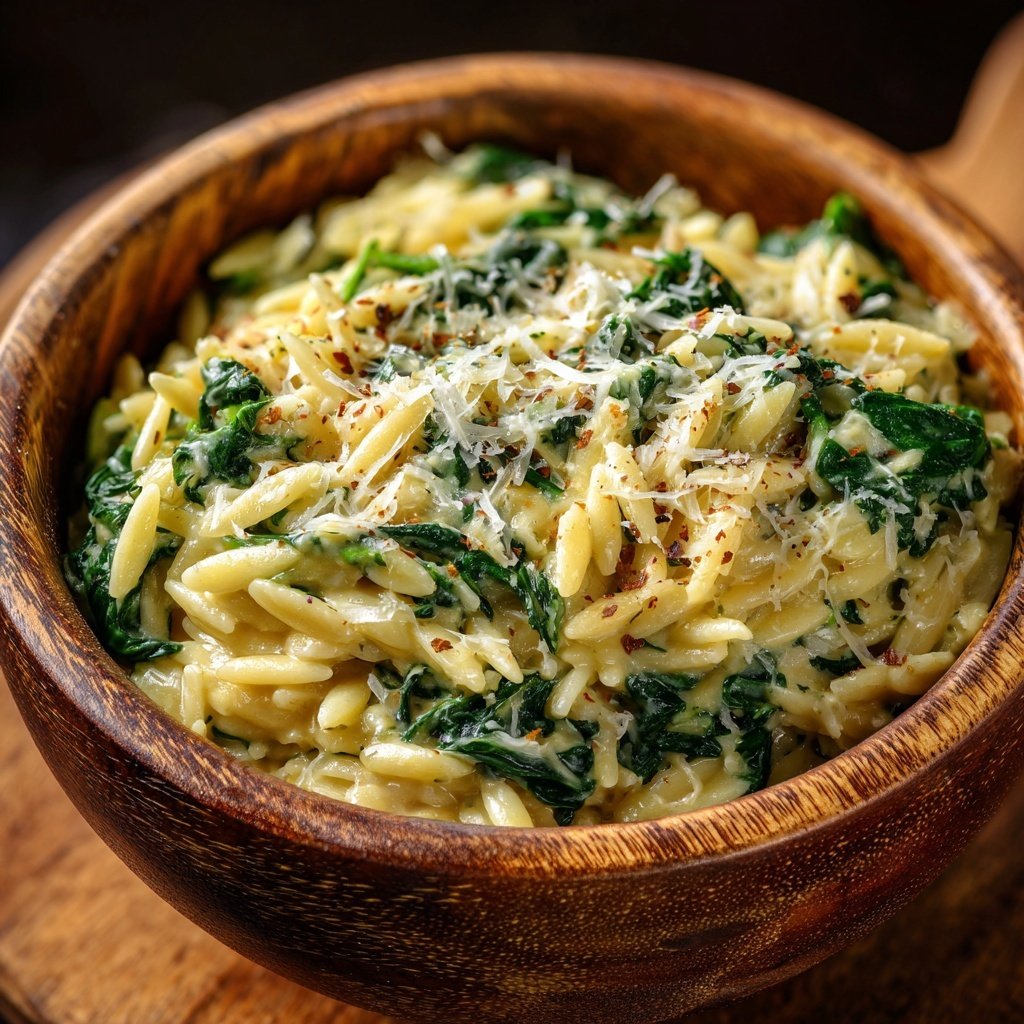Creamy Spinach Parmesan Orzo