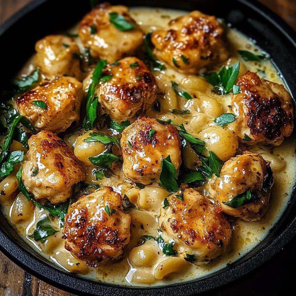 Garlic Butter Chicken Bites with Creamy Pasta
