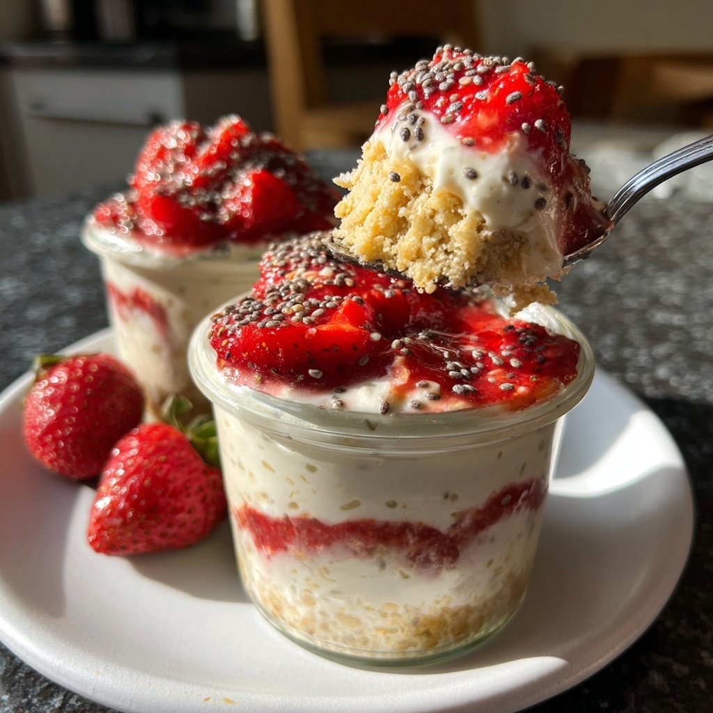 Strawberry Cheesecake Overnight Oats With Chia